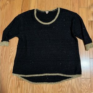 Black and gold sequin sweater by Reba size 2X